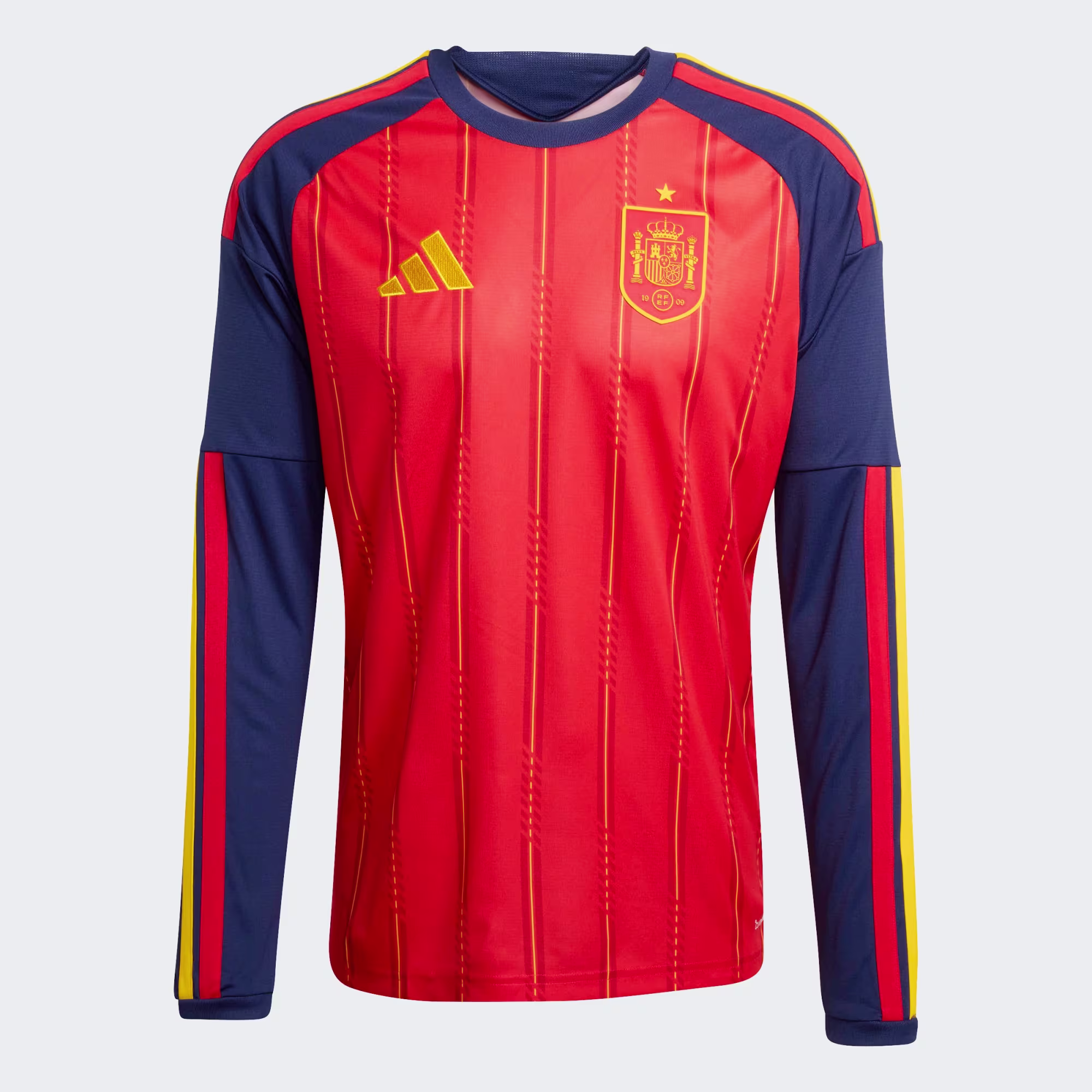 Camiseta_manga_larga_Spain_26_Home_Rojo_JZ5786_01_laydown Camisa Espanha I – 2026 Manga Longa - Imagem 1